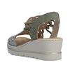Rieker Perforated Slingback Wedge Sandal - Green Sparkle